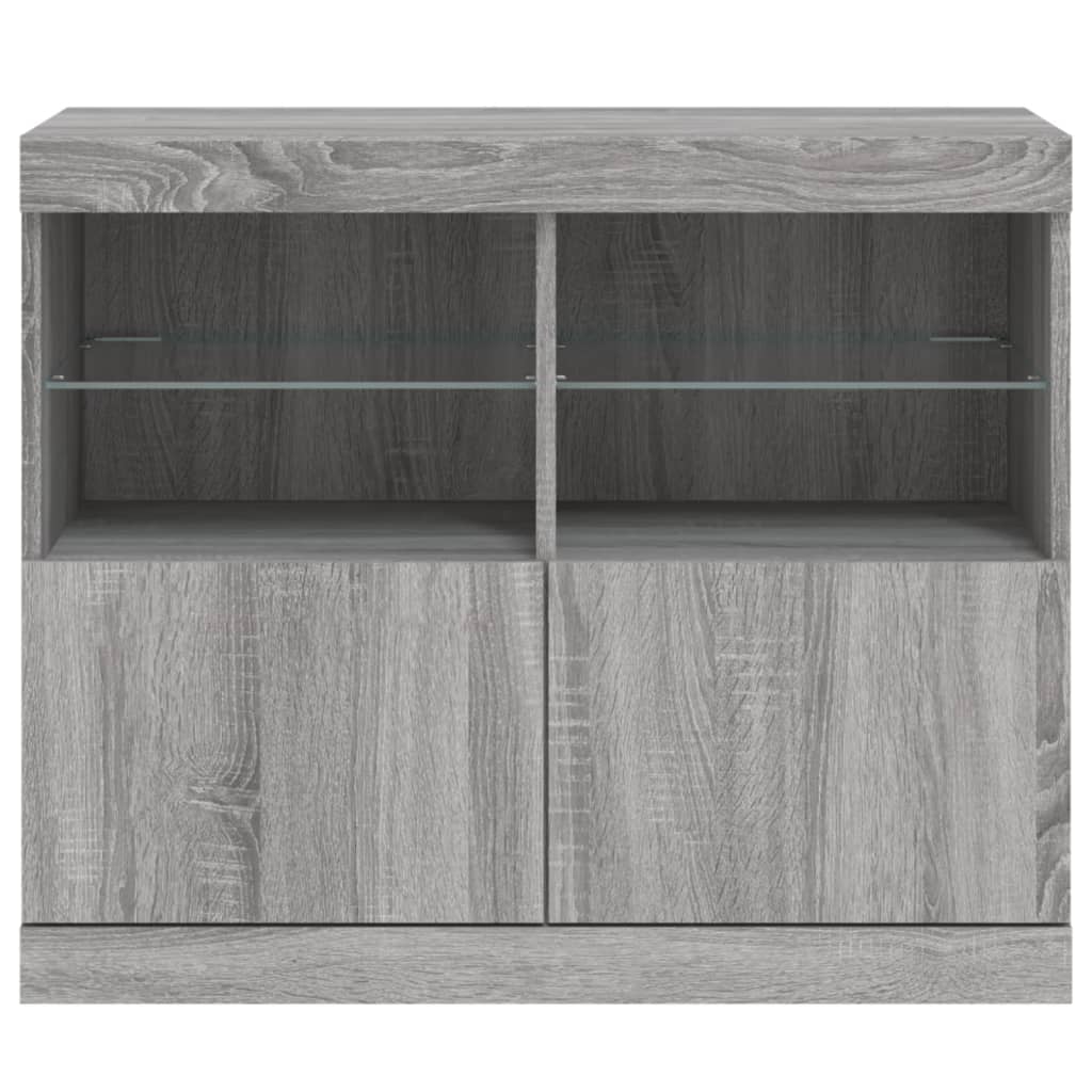 Buffet avec lumières LED sonoma gris 81x37x67 cm