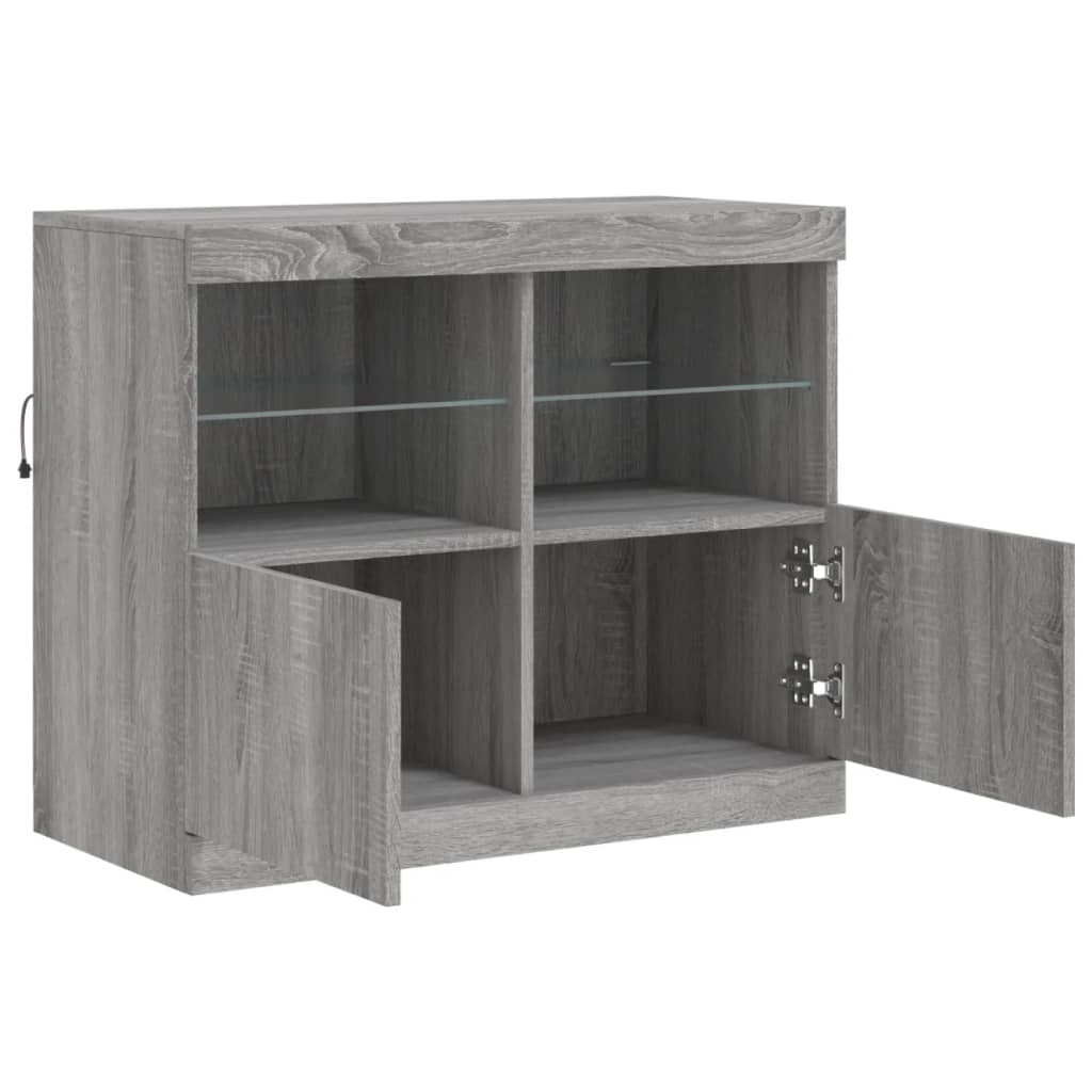 Buffet avec lumières LED sonoma gris 81x37x67 cm