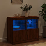 Buffet avec lumières LED chêne marron 81x37x67 cm