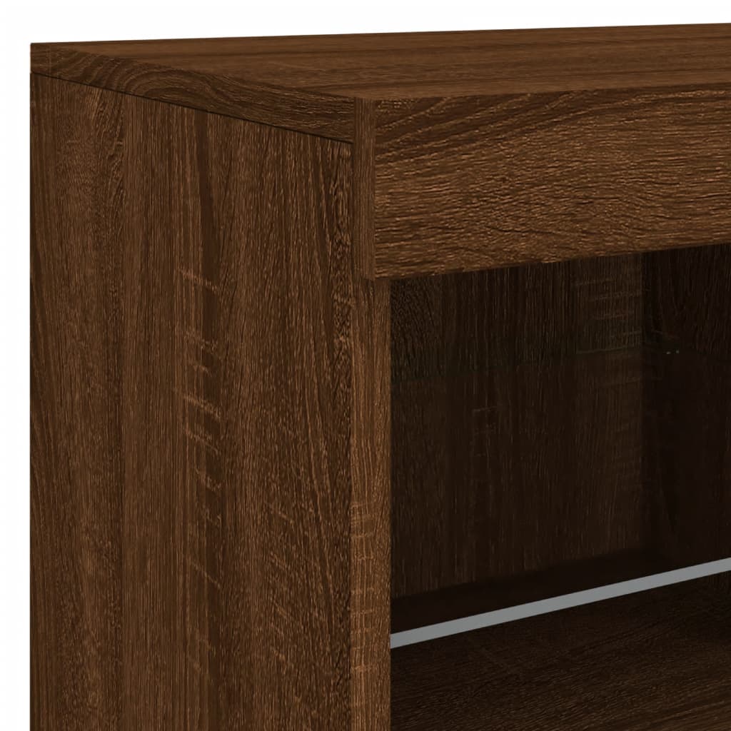 Buffet avec lumières LED chêne marron 81x37x67 cm