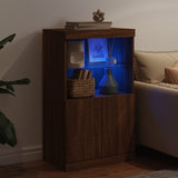 Sideboard with LED lights brown oak 60.5x37x100 cm