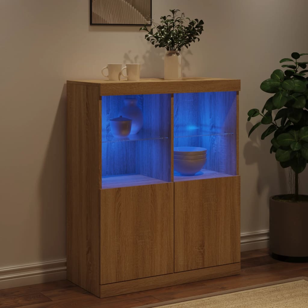 Buffet avec lumières LED chêne sonoma 81x37x100 cm