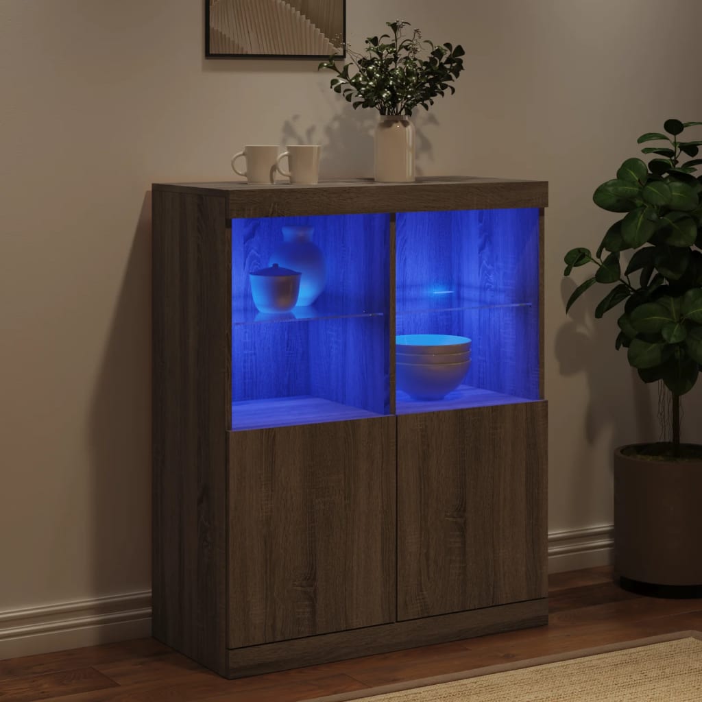 Buffet avec lumières LED sonoma gris 81x37x100 cm