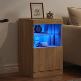 Buffet avec lumières LED chêne sonoma 41x37x67 cm