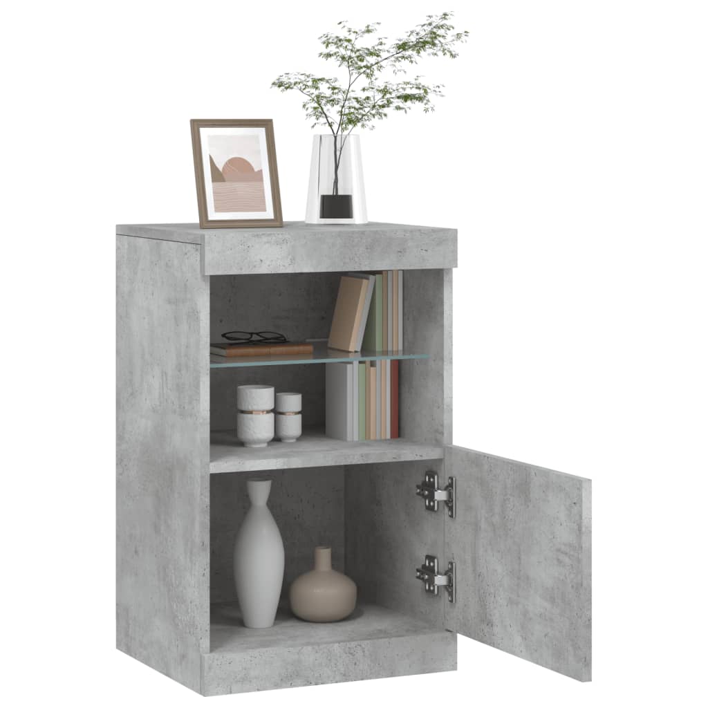 Buffet avec lumières LED gris béton 41x37x67 cm