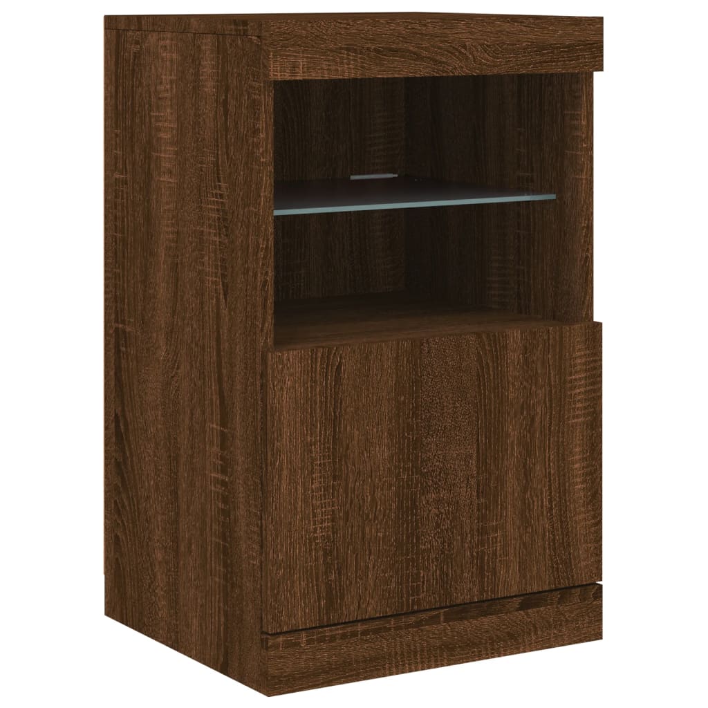 Buffet avec lumières LED chêne marron 41x37x67 cm