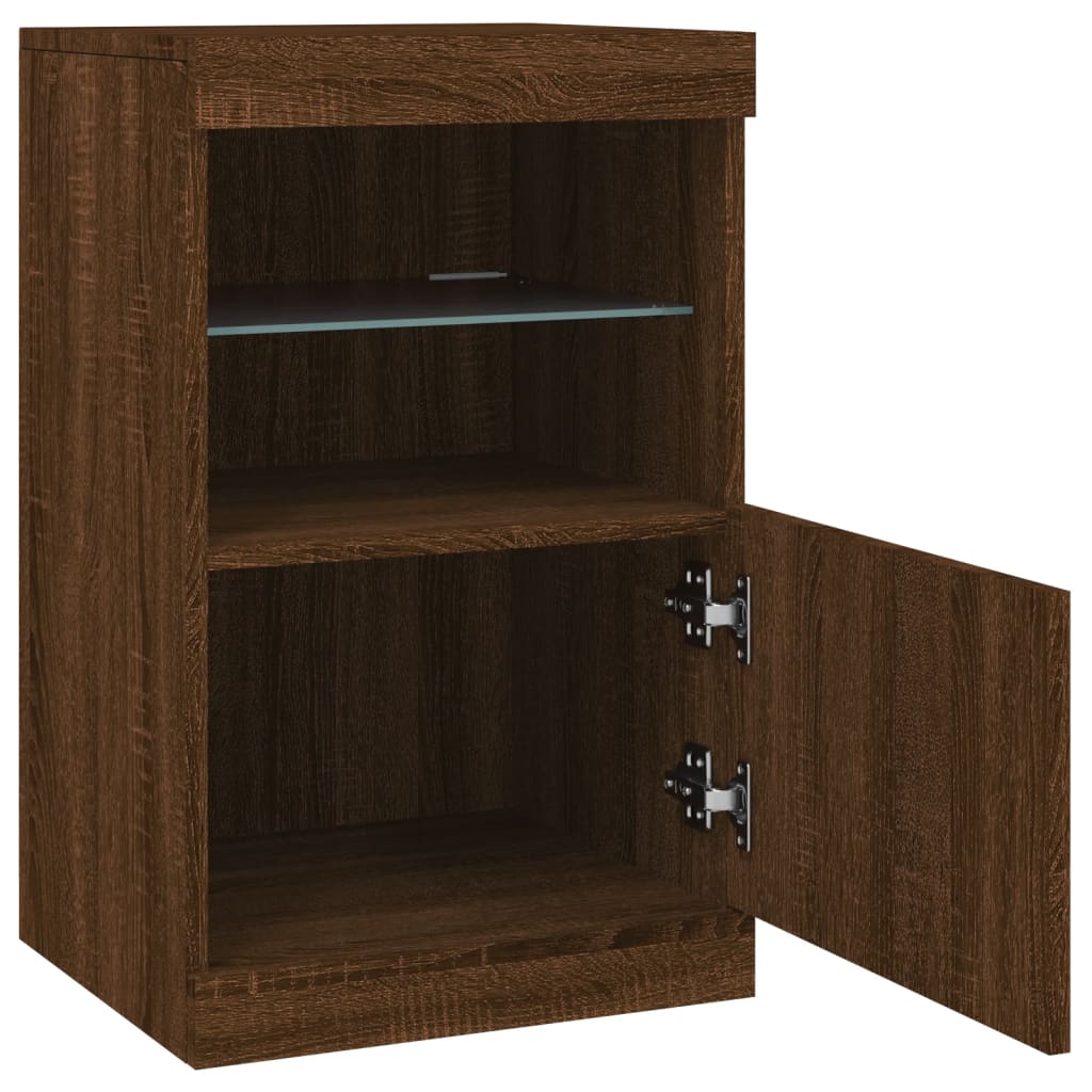 Buffet avec lumières LED chêne marron 41x37x67 cm