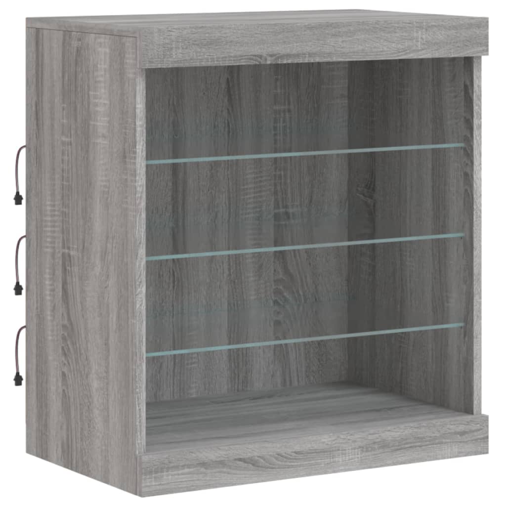 Buffet avec lumières LED sonoma gris 60,5x37x67 cm