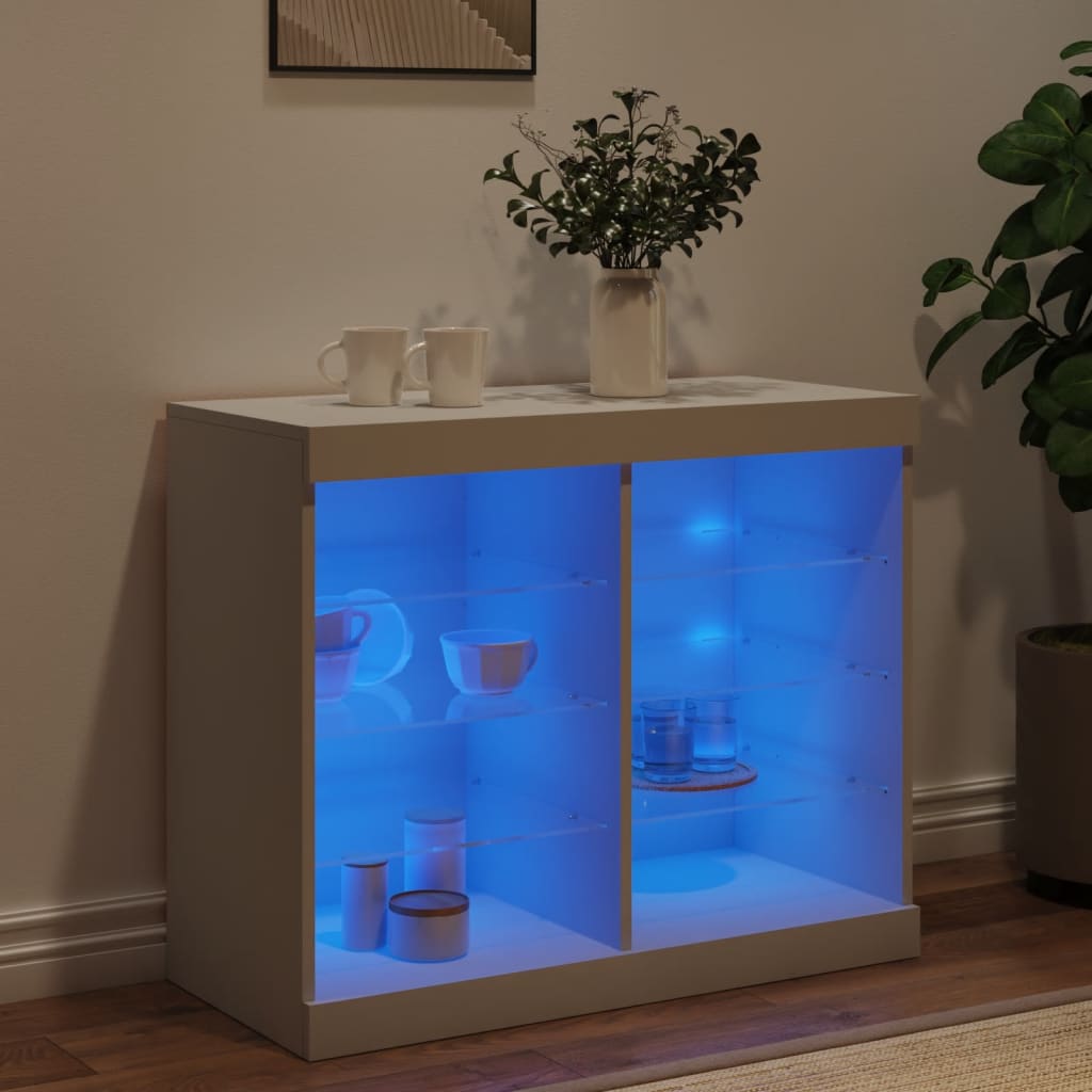 Buffet avec lumières LED blanc 81x37x67 cm