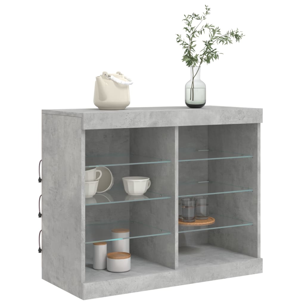 Buffet avec lumières LED gris béton 81x37x67 cm