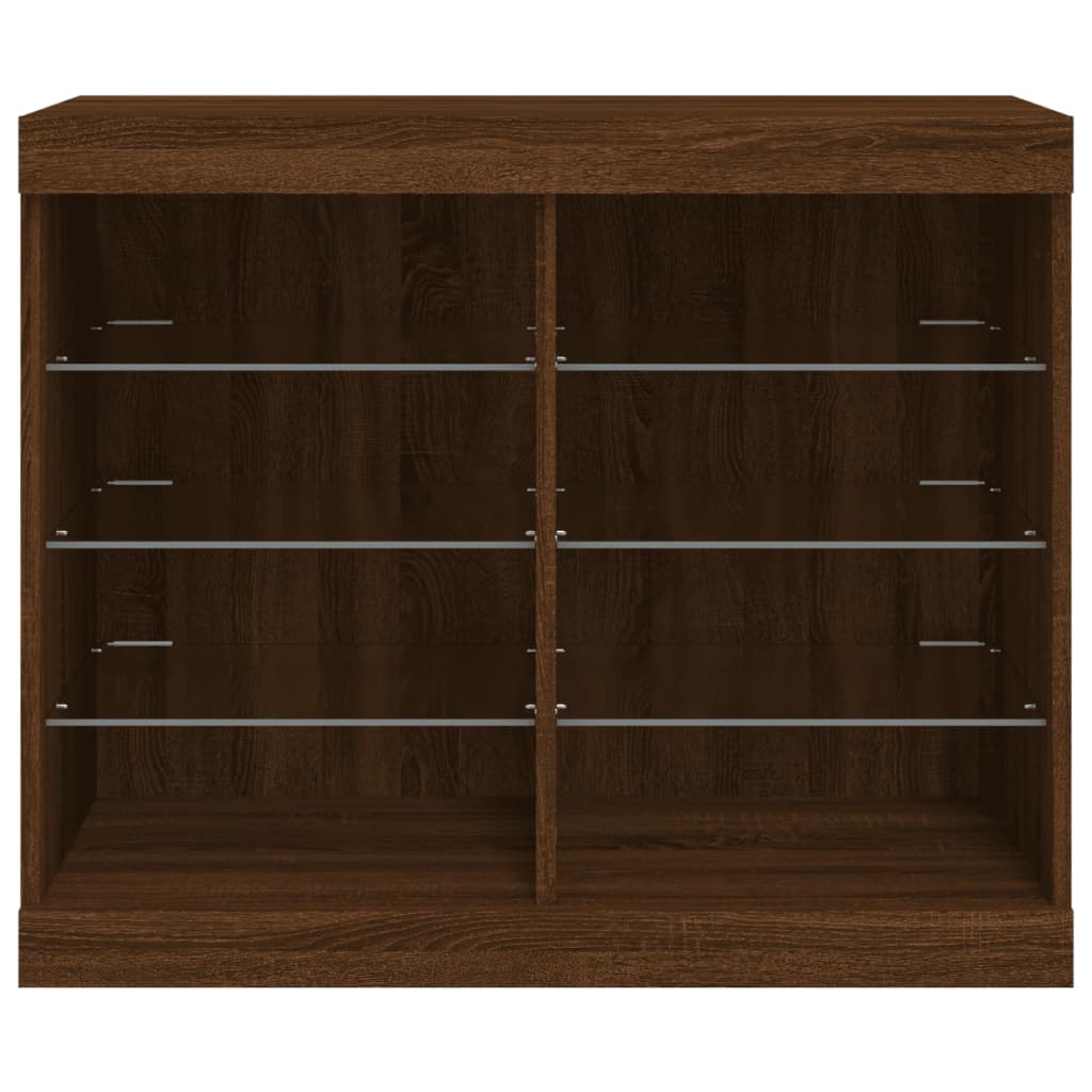 Buffet avec lumières LED chêne marron 81x37x67 cm