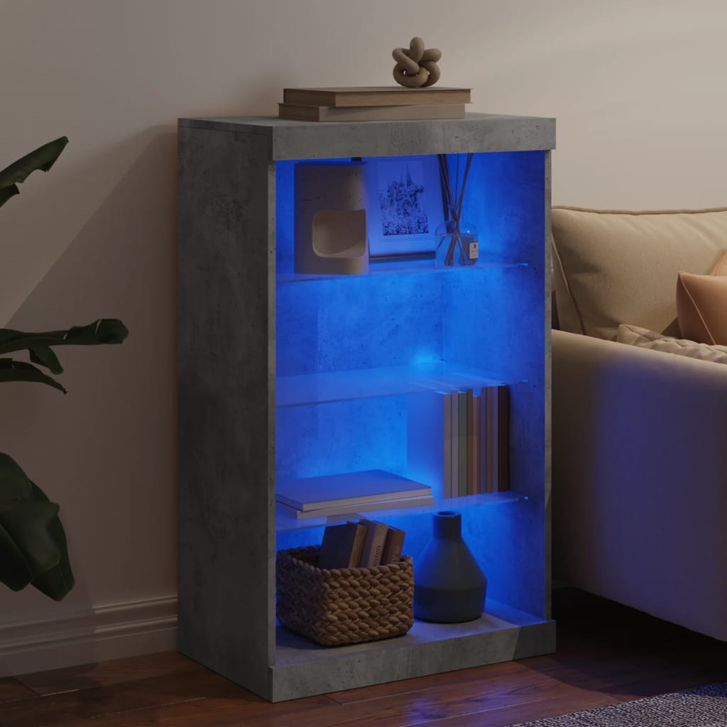 Buffet avec lumières LED gris béton 60,5x37x100 cm