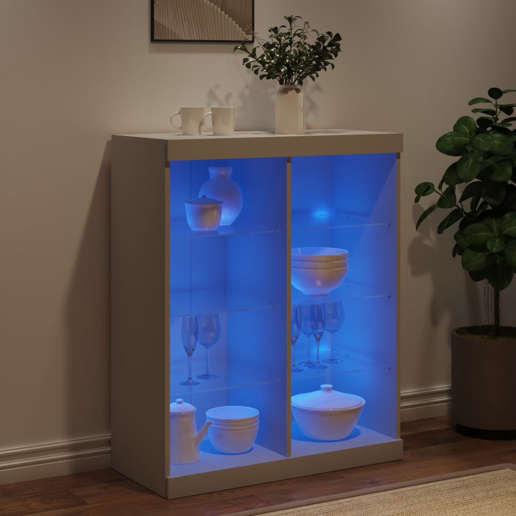 Buffet avec lumières LED blanc 81x37x100 cm