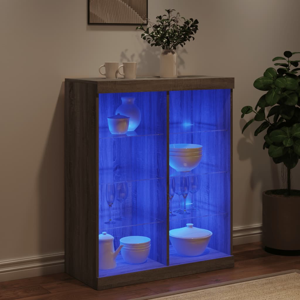 Buffet avec lumières LED sonoma gris 81x37x100 cm