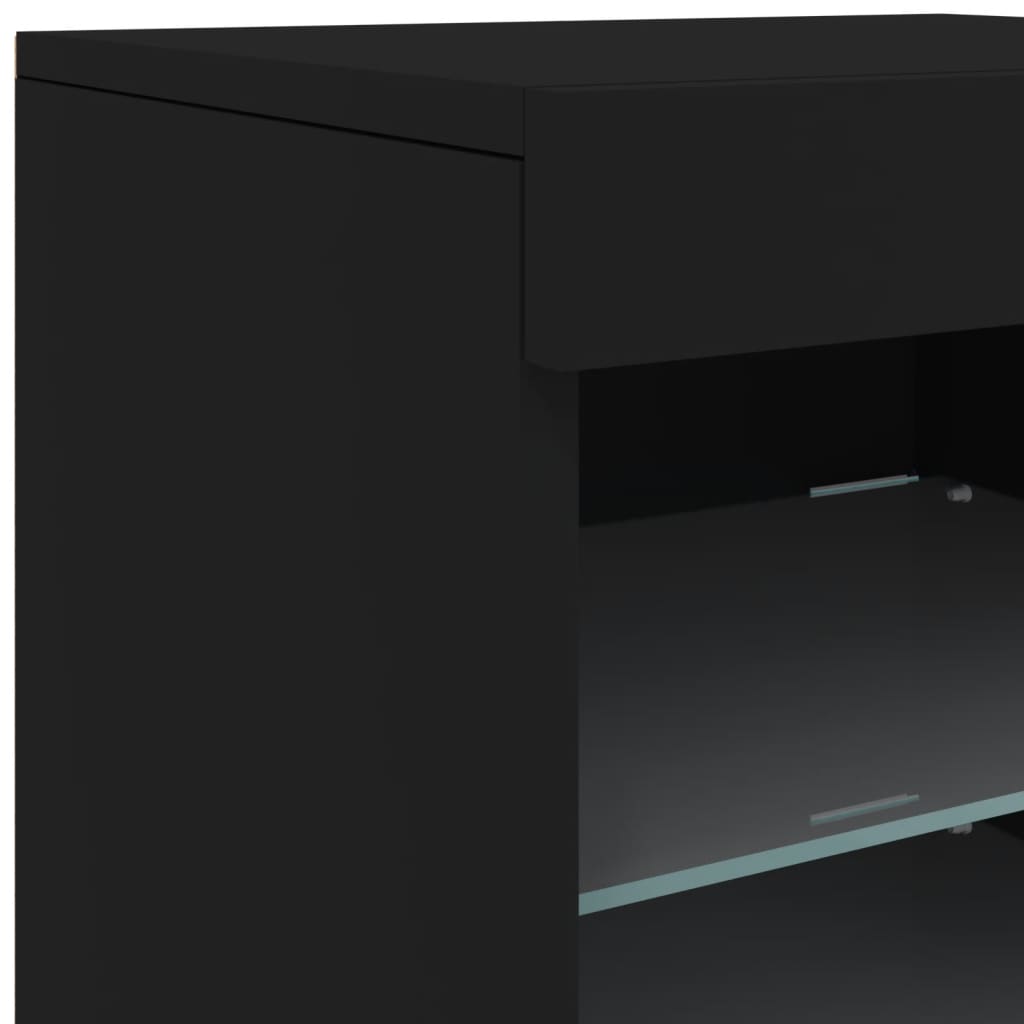 Buffet avec lumières LED noir 41x37x67 cm