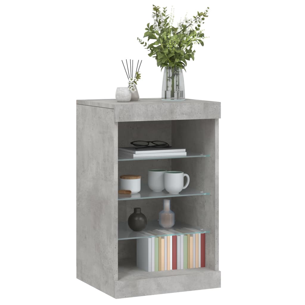 Buffet avec lumières LED gris béton 41x37x67 cm