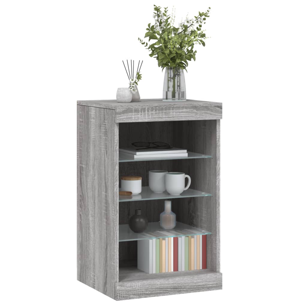 Buffet avec lumières LED sonoma gris 41x37x67 cm