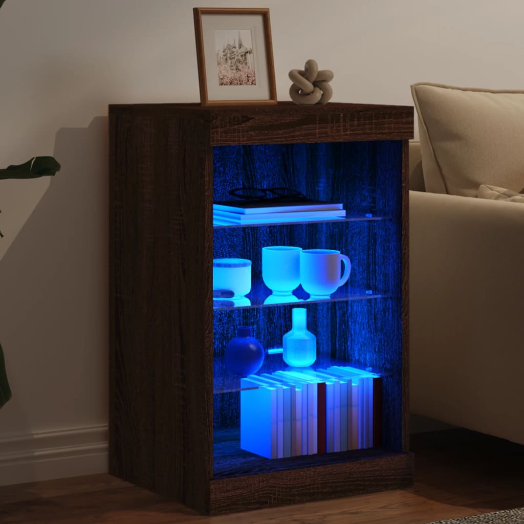 Sideboard mit LED-Leuchten, braune Eiche, 41 x 37 x 67 cm