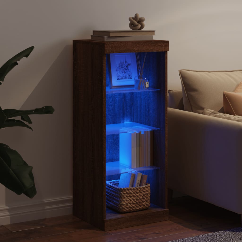 Buffet avec lumières LED chêne marron 41x37x100 cm