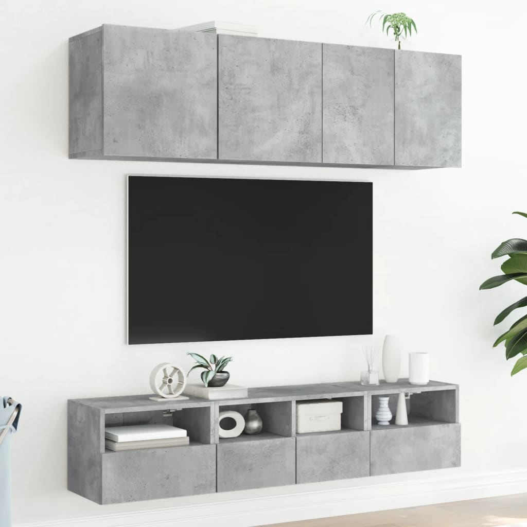 Meubles TV muraux 2 pcs gris béton 40x30x30cm bois d'ingénierie