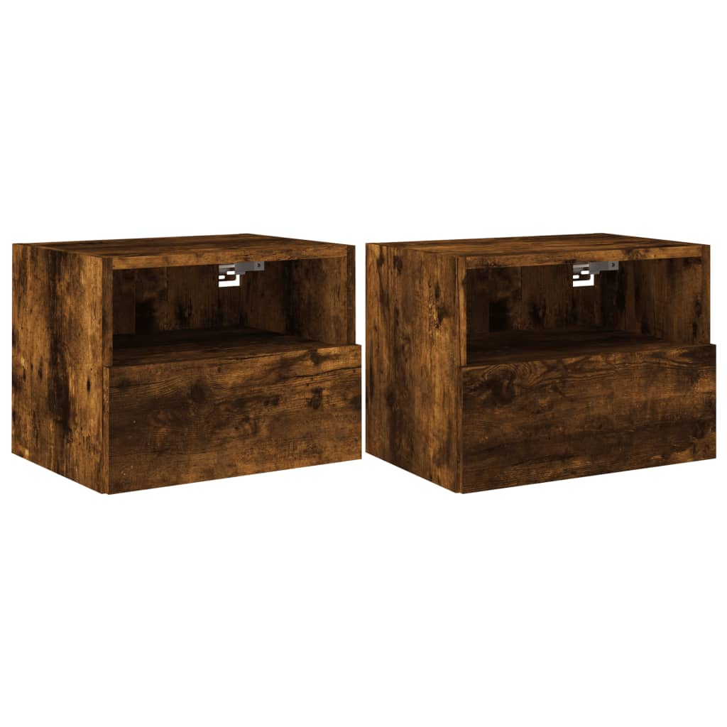 Meubles TV muraux 2 pcs chêne fumé 40x30x30cm bois d'ingénierie