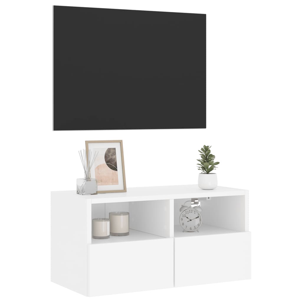 Meuble TV mural blanc 60x30x30 cm bois d'ingénierie