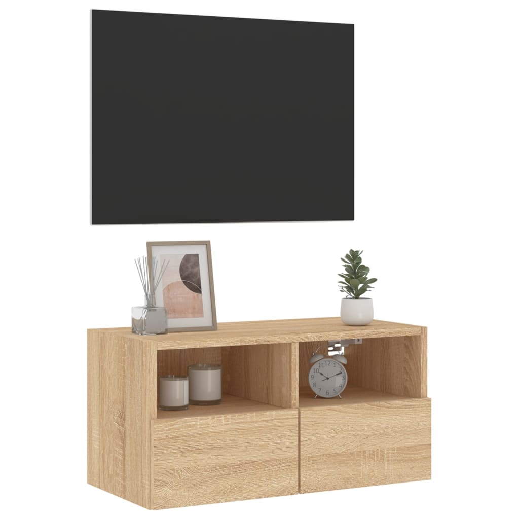 Meuble TV mural chêne sonoma 60x30x30 cm bois d'ingénierie