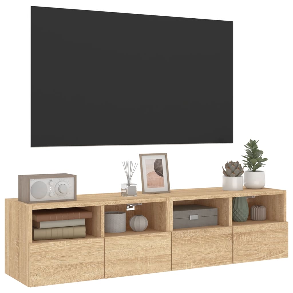 Meubles TV muraux 2 pcs chêne sonoma 60x30x30cm bois ingénierie