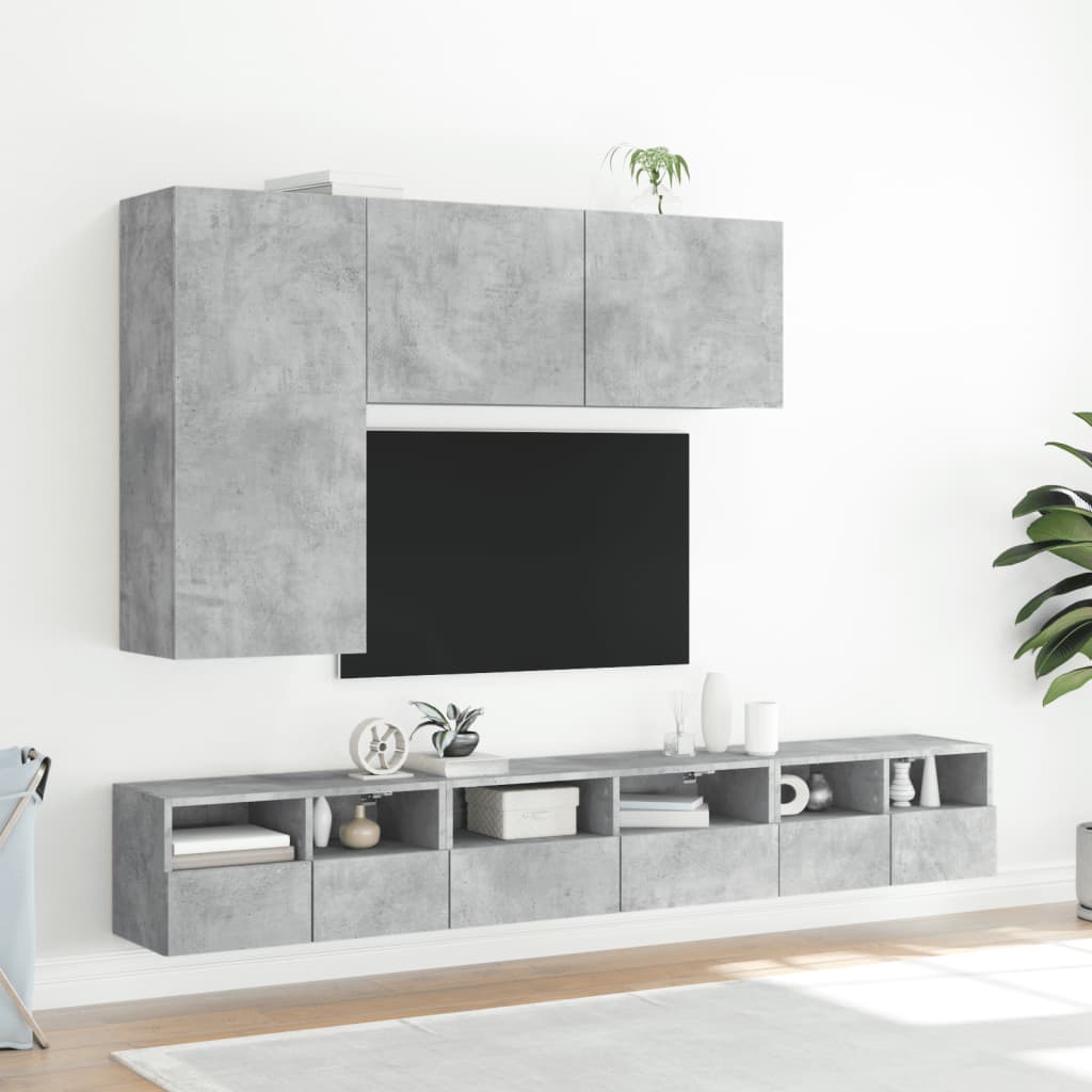 Meuble TV mural gris béton 60x30x30 cm bois d'ingénierie