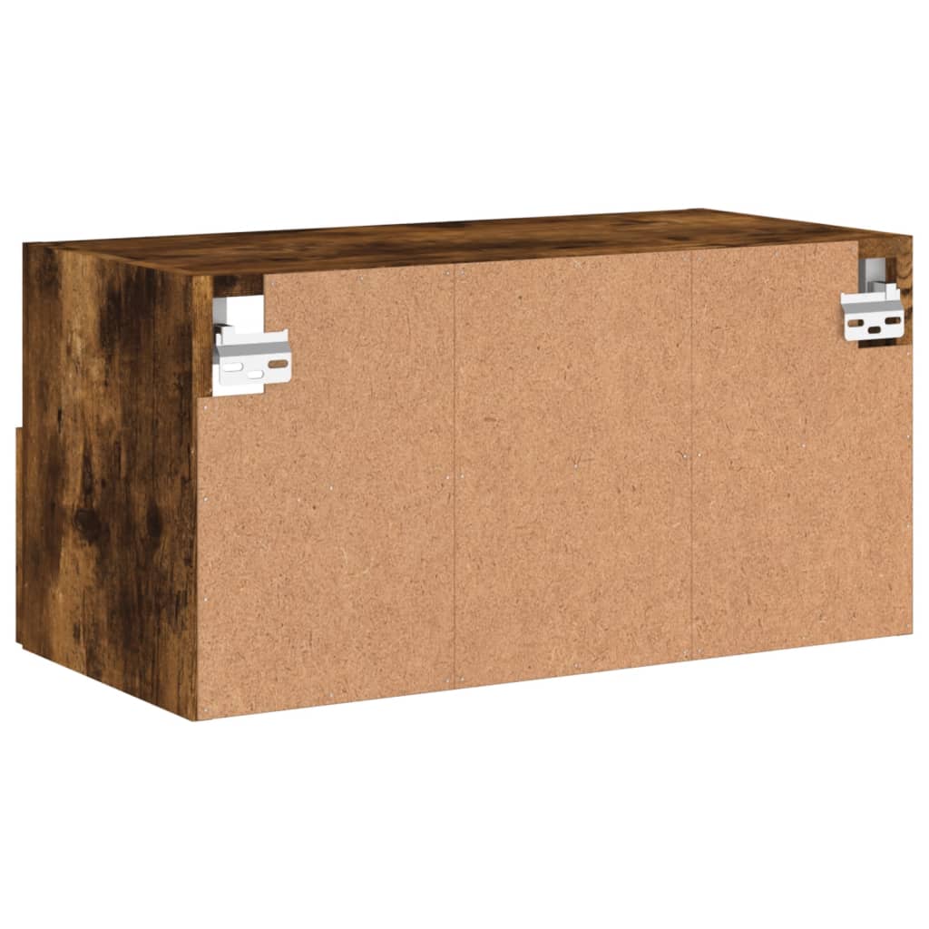 Meuble TV mural chêne fumé 60x30x30 cm bois d'ingénierie