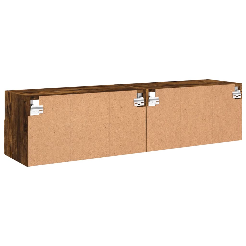 Meubles TV muraux 2 pcs chêne fumé 60x30x30cm bois d'ingénierie