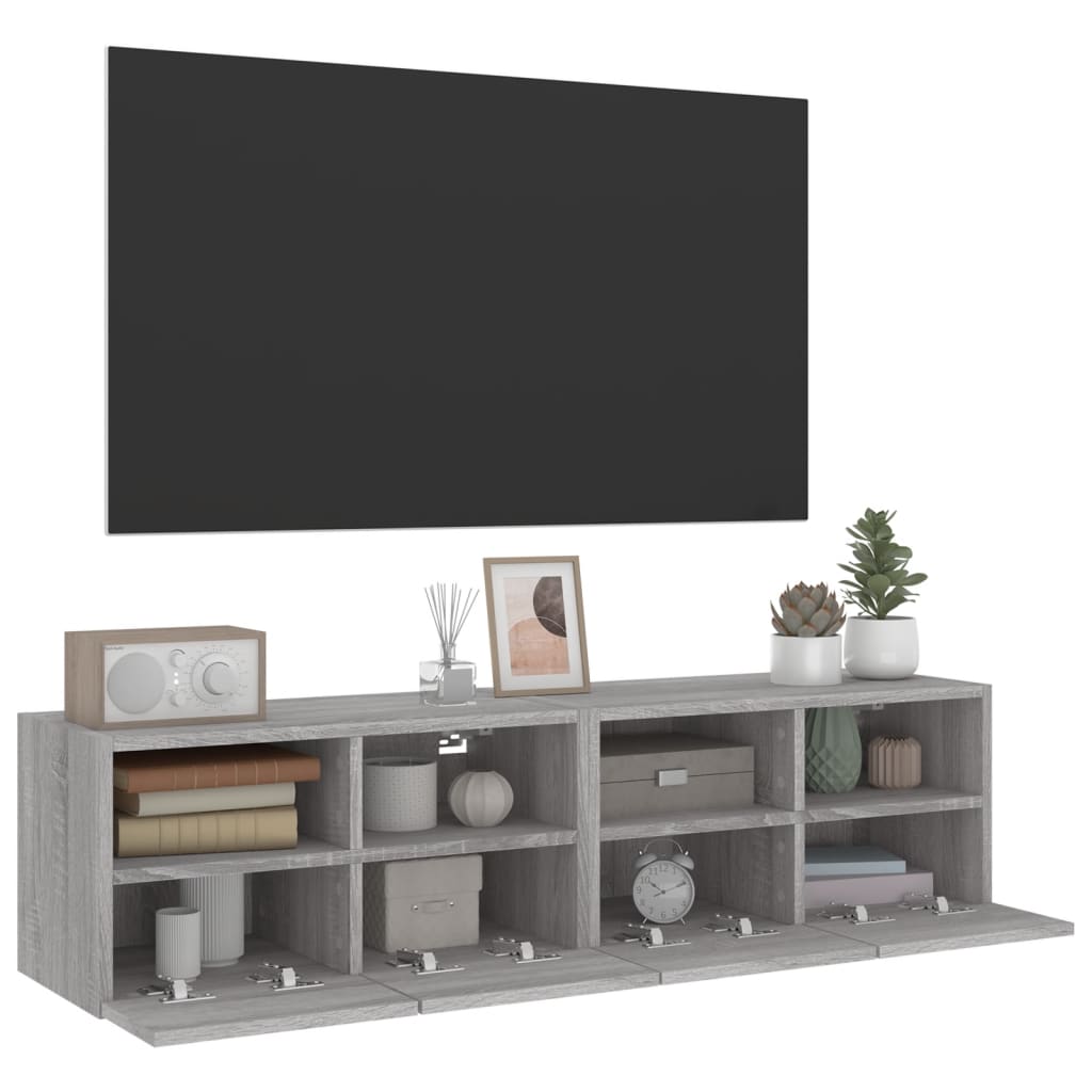 Meubles TV muraux 2pcs sonoma gris 60x30x30cm bois d'ingénierie