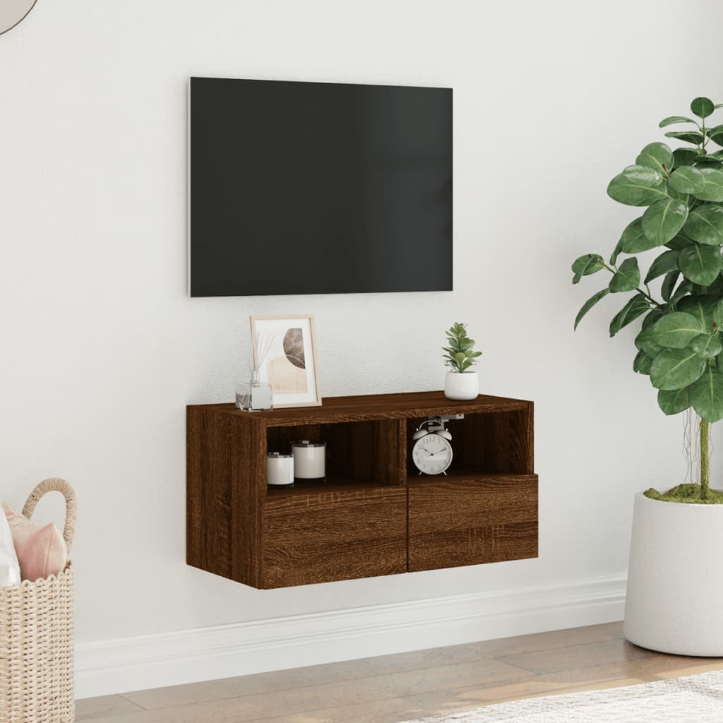 Meuble TV mural chêne marron 60x30x30 cm bois d'ingénierie