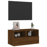 Meuble TV mural chêne marron 60x30x30 cm bois d'ingénierie