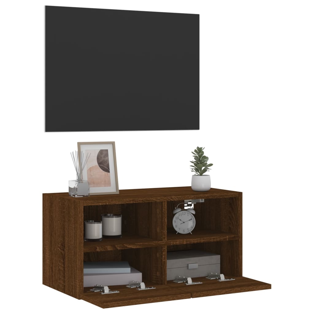 Meuble TV mural chêne marron 60x30x30 cm bois d'ingénierie