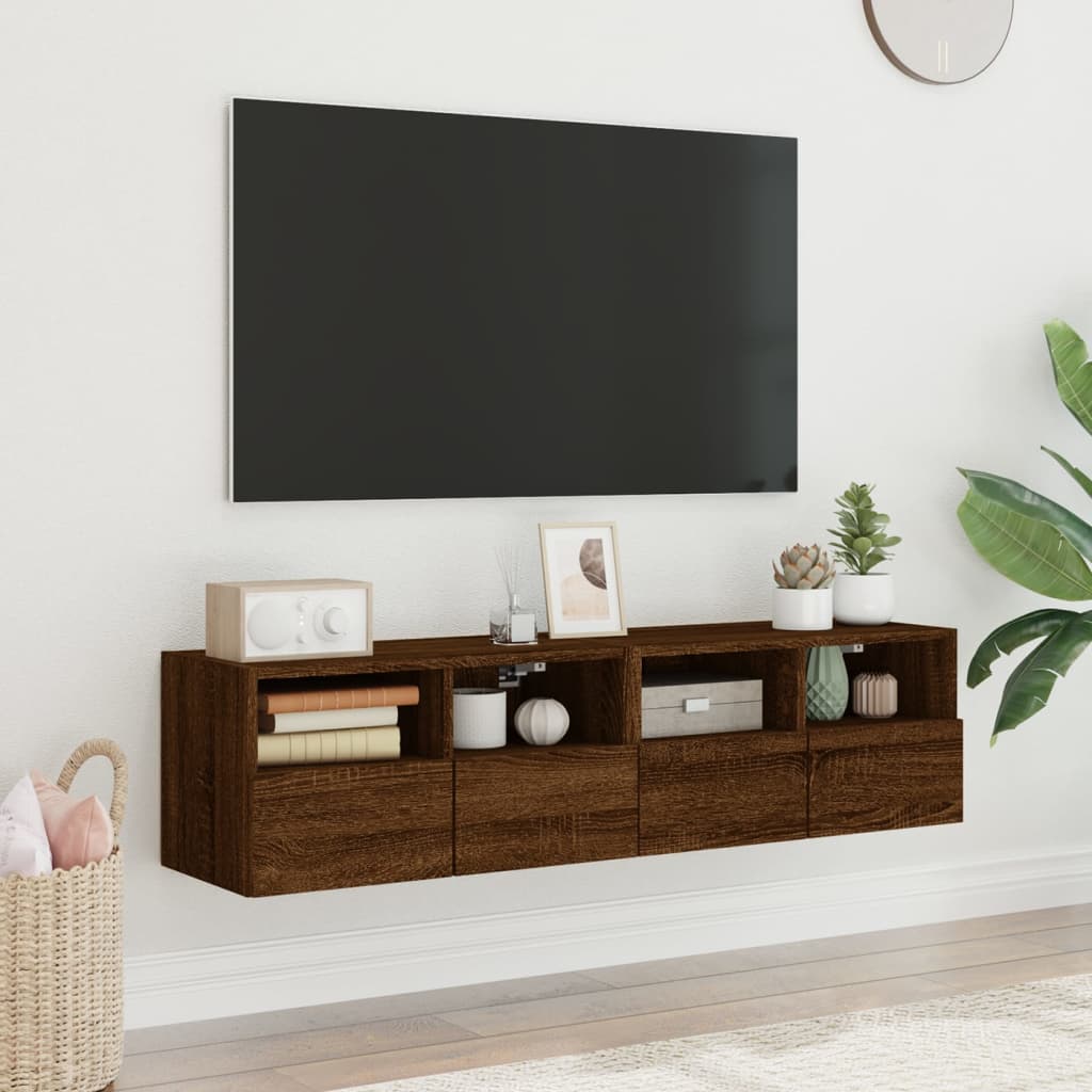 Meubles TV muraux 2 pcs chêne marron 60x30x30cm bois ingénierie