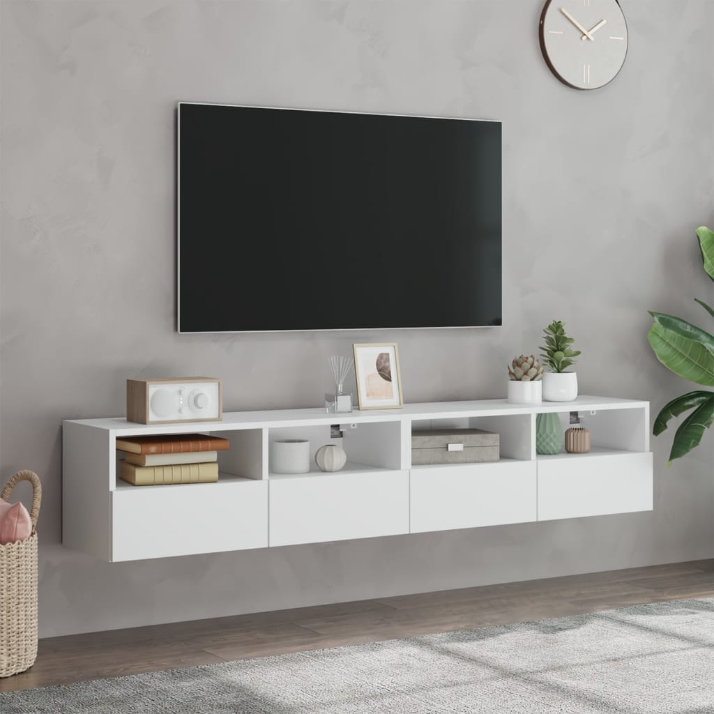 Meubles TV muraux 2 pcs blanc 80x30x30 cm bois d'ingénierie