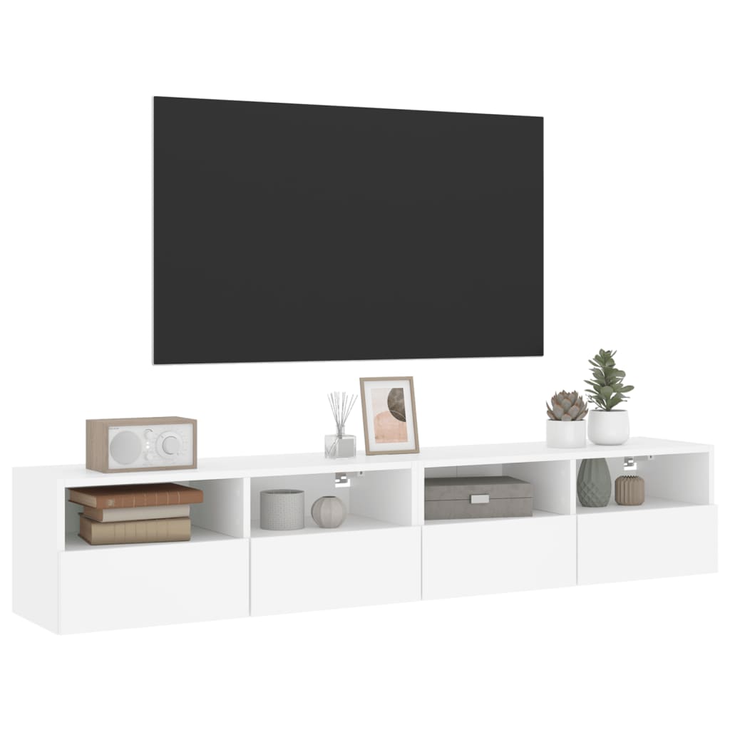 Meubles TV muraux 2 pcs blanc 80x30x30 cm bois d'ingénierie