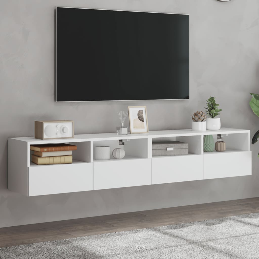 Meubles TV muraux 2 pcs blanc 80x30x30 cm bois d'ingénierie