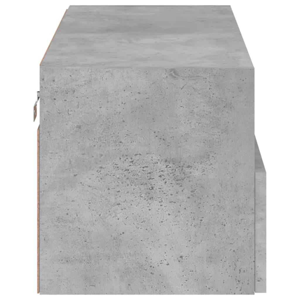 Meuble TV mural gris béton 80x30x30 cm bois d'ingénierie