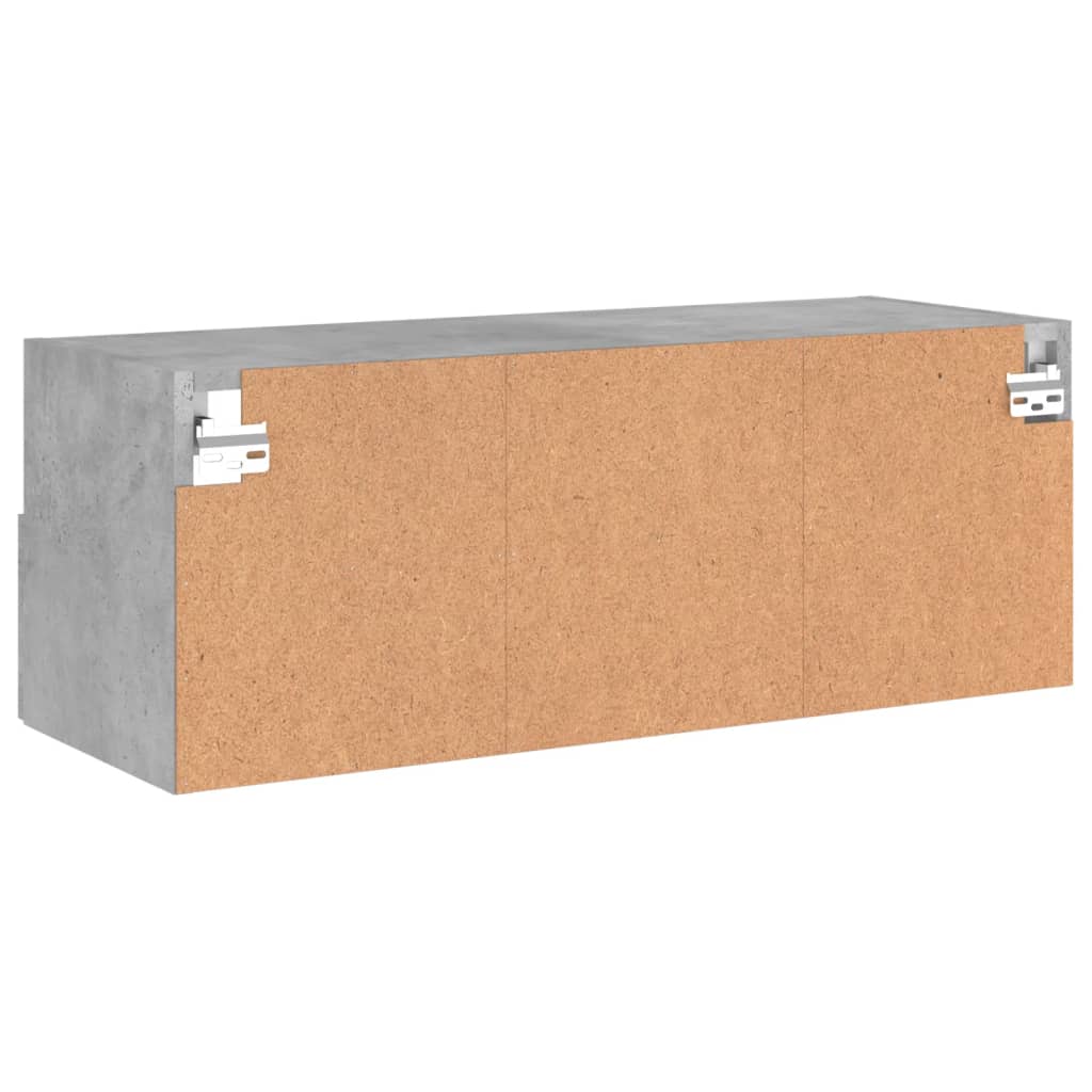 Meuble TV mural gris béton 80x30x30 cm bois d'ingénierie