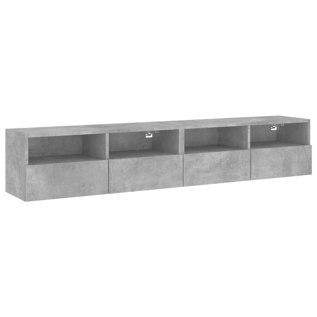 Meubles TV muraux 2 pcs gris béton 80x30x30cm bois d'ingénierie