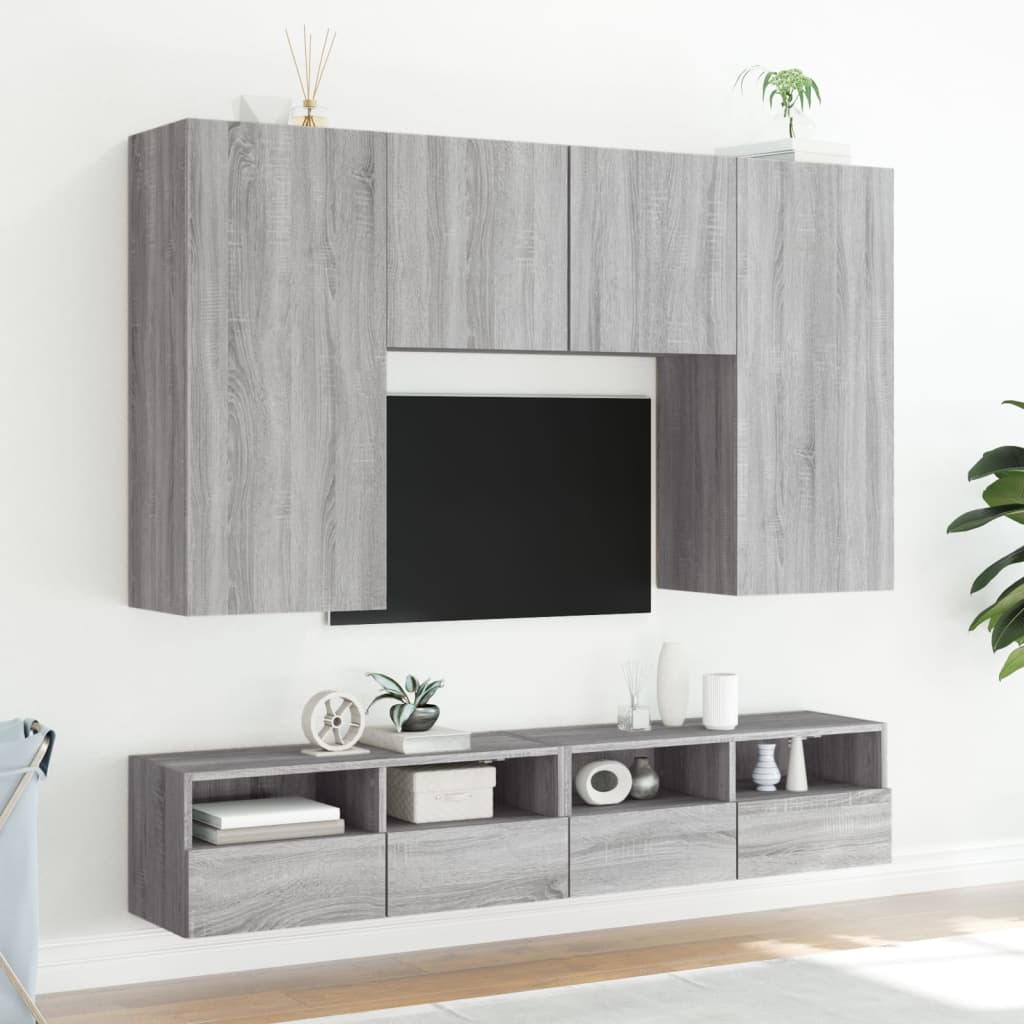 Meuble TV mural sonoma gris 80x30x30 cm bois d'ingénierie