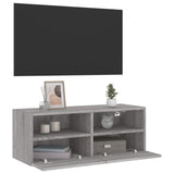 Meuble TV mural sonoma gris 80x30x30 cm bois d'ingénierie