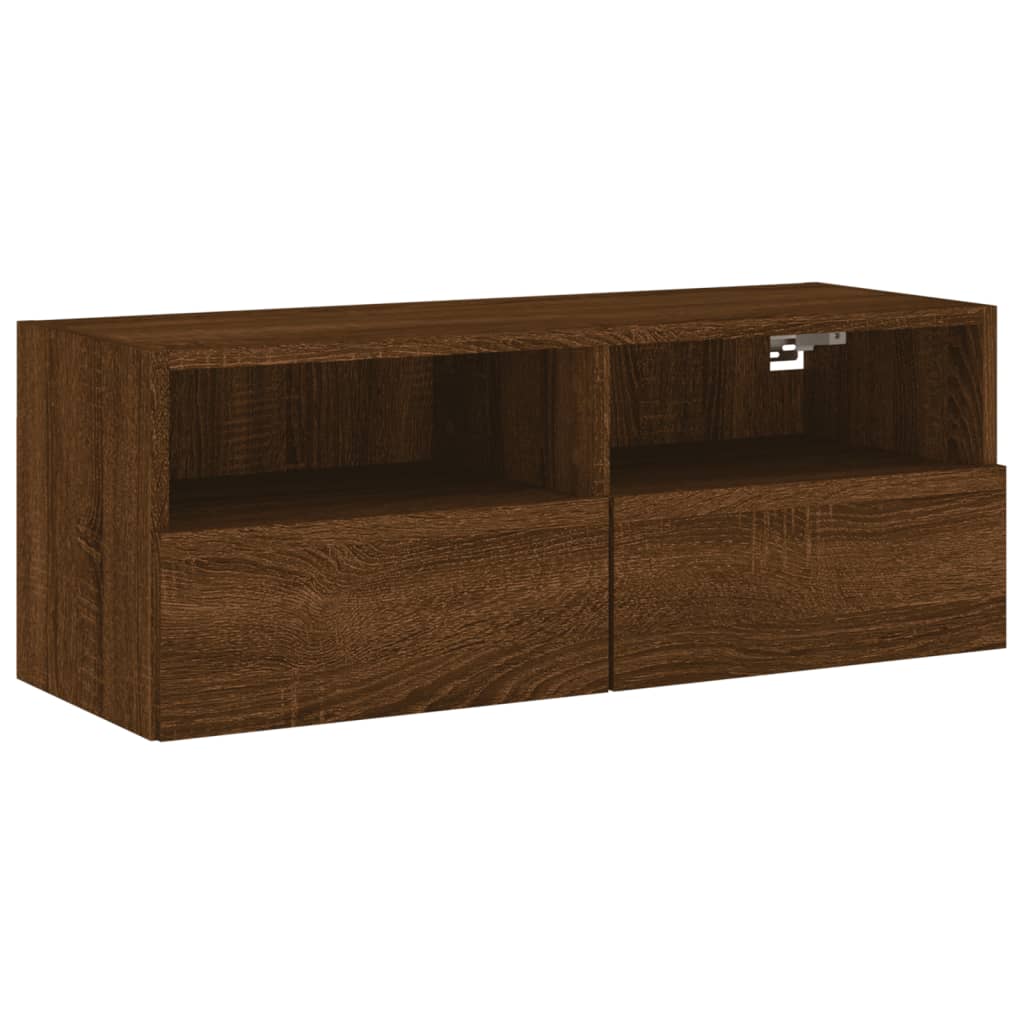 Meuble TV mural chêne marron 80x30x30 cm bois d'ingénierie