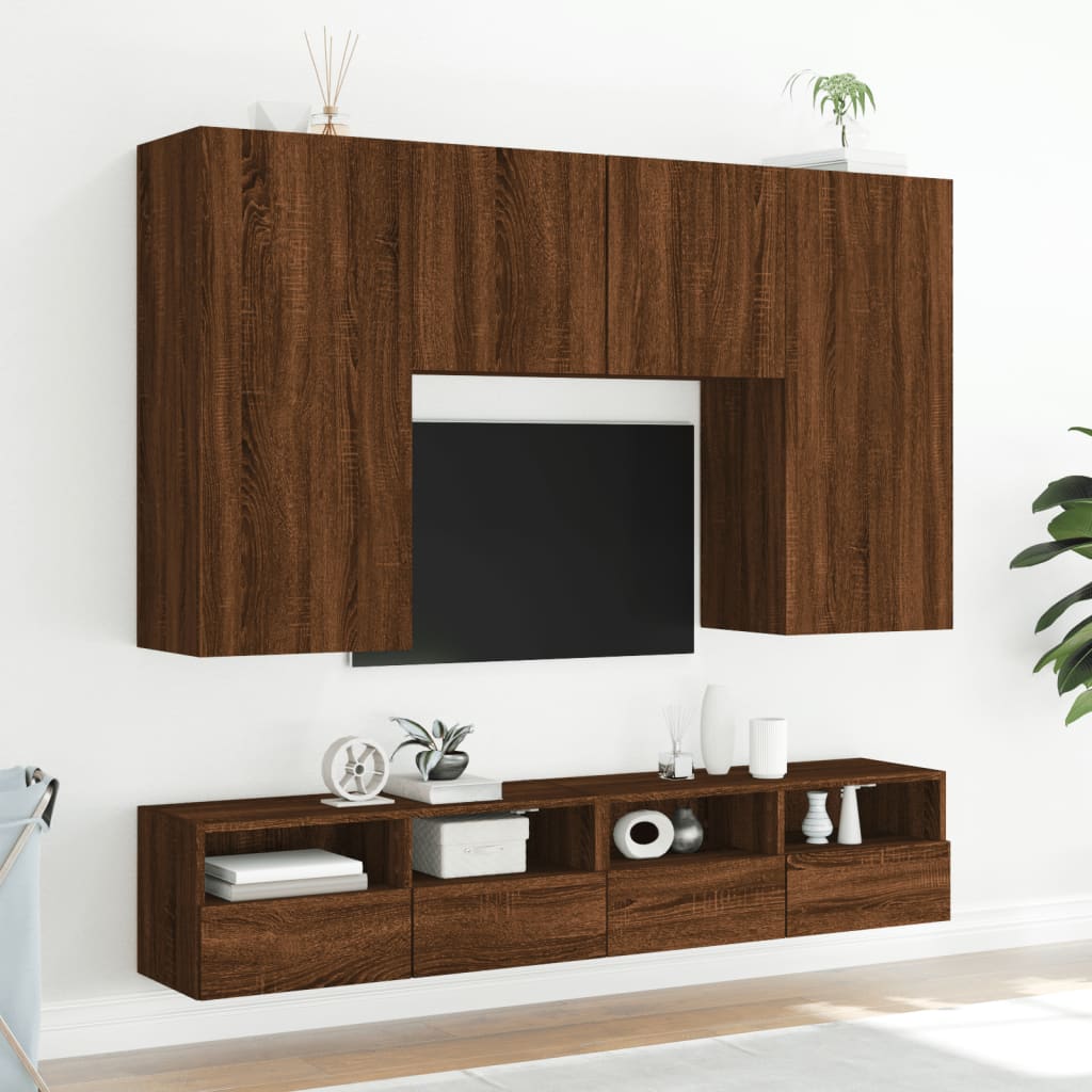 Meuble TV mural chêne marron 80x30x30 cm bois d'ingénierie