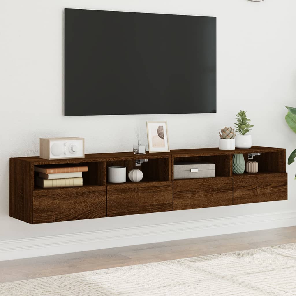 Meubles TV muraux 2 pcs chêne marron 80x30x30cm bois ingénierie