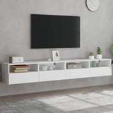 Meubles TV muraux 2 pcs blanc 100x30x30 cm bois d'ingénierie