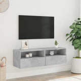 Meuble TV mural gris béton 100x30x30 cm bois d'ingénierie