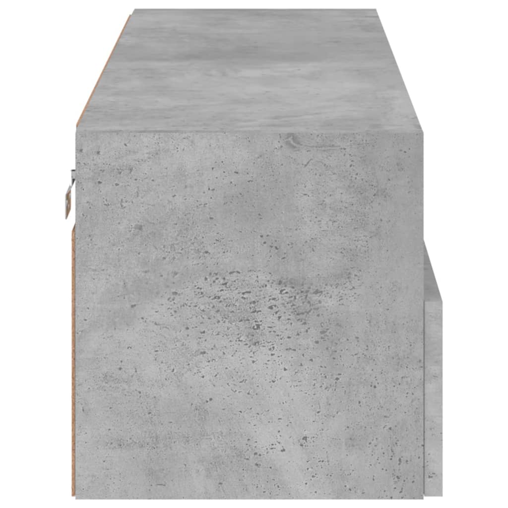 Meuble TV mural gris béton 100x30x30 cm bois d'ingénierie